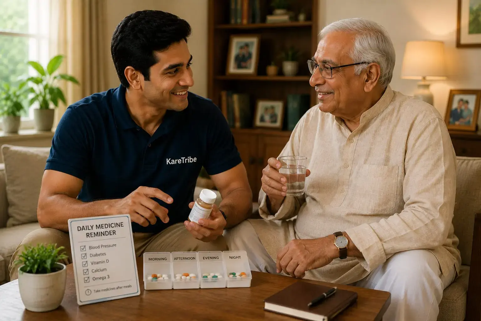 KareTribe support partner helping organize medicine pickup reminders.